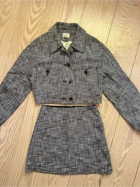 Aritzia Grey Tweed Blazer Jacket and Skirt set